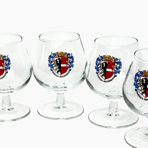 Garmisch Partenkirchen Germany Set 6 Small 4 fl oz Glass Snifters 3.5 Inch Tall - Picture 1 of 13